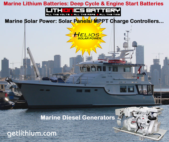Deep cycle marine lithium-ion house power batteries - 12 Volts, 24 Volts and higher