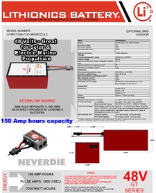 Click here for the 48 Volt Lithionics lithium-ion battery with 150 Amp hours capacity.